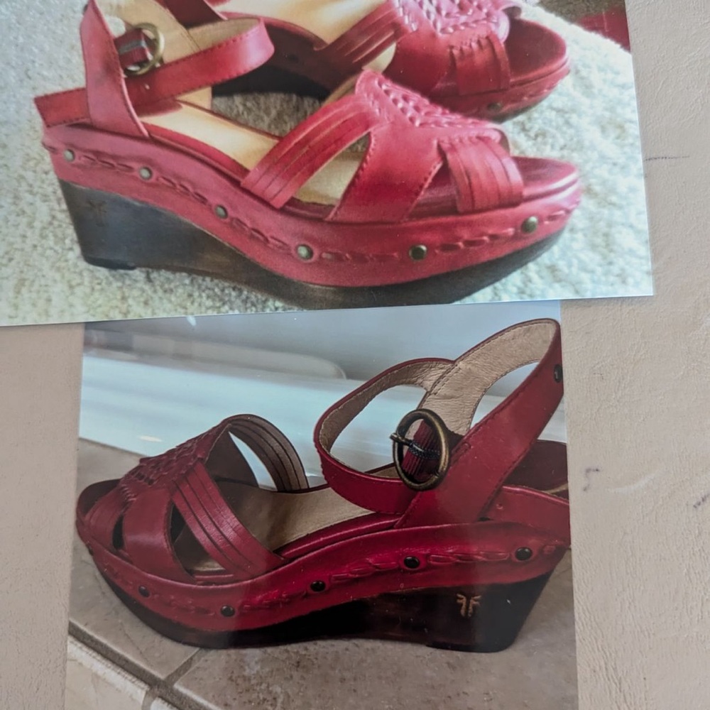 Gorgeous Red Frye ladies sandals .. new worn 2 times
